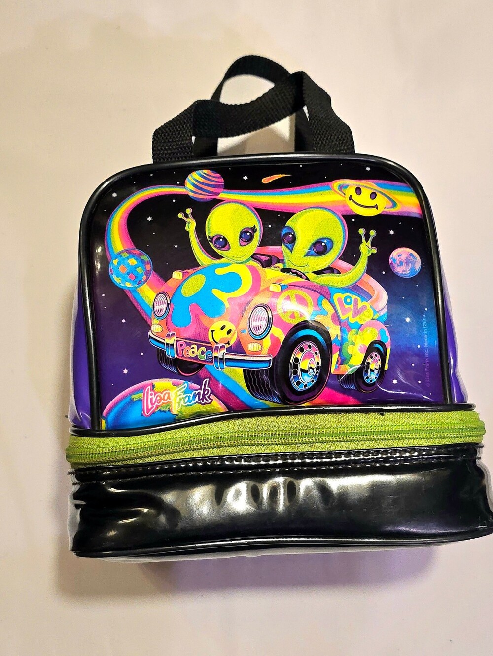 Lisa Frank Neon Alien Rainbow Lunch Bag - Purple & Green Zoomer Zorbit